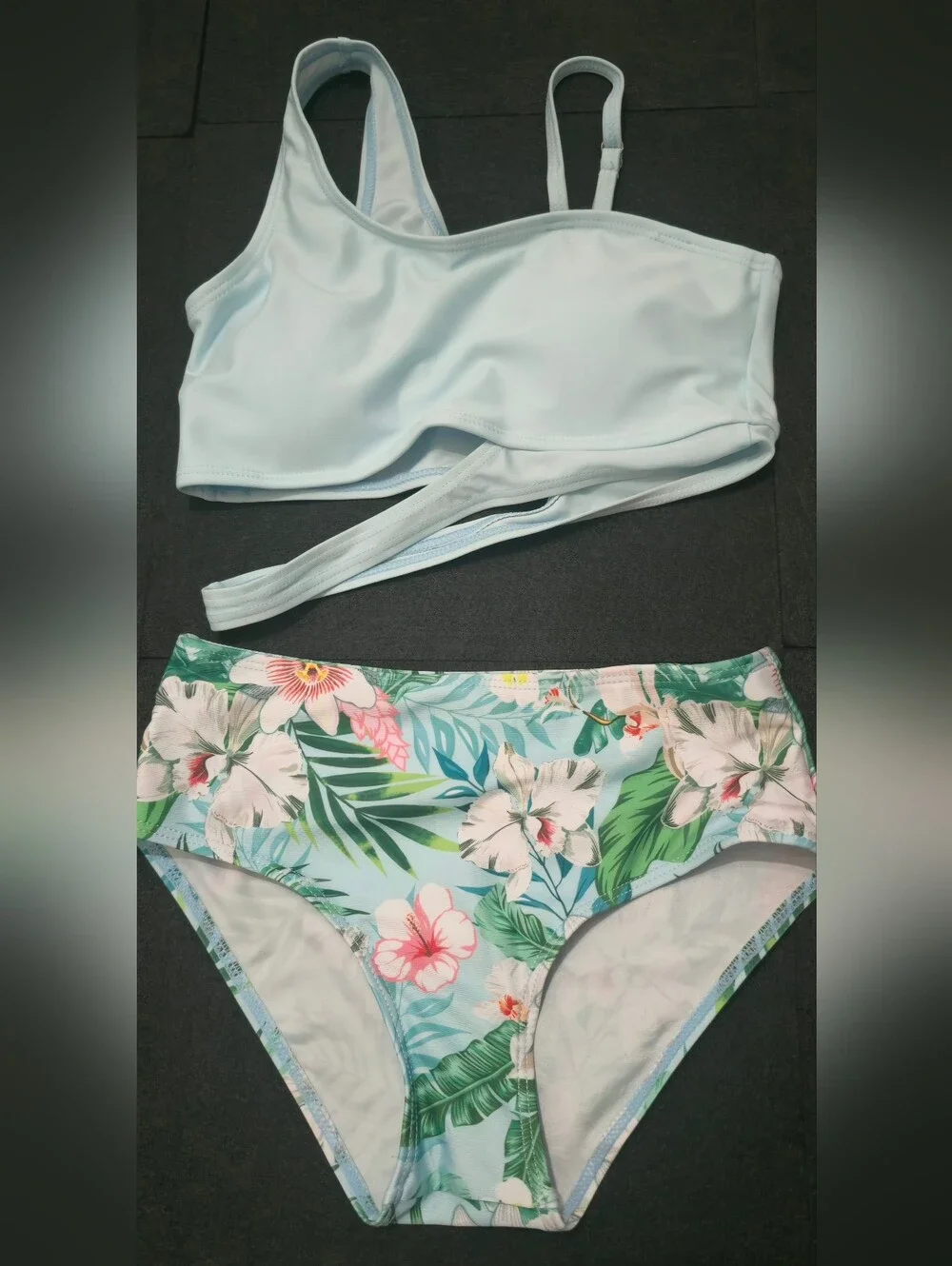 Youth Girls Size 10 Tropical Bikini Set with Matching Sarong